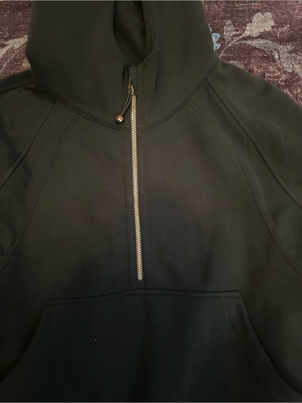 lululemon athletica dark green Half Zip Hoodie with Gold Zipper - Picture 2 of 6